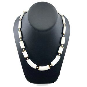Vintage White Ceramic Bead Necklace